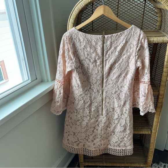 Eliza J Pink Lace Bell Sleeve Shift Dress - Picture 7 of 9